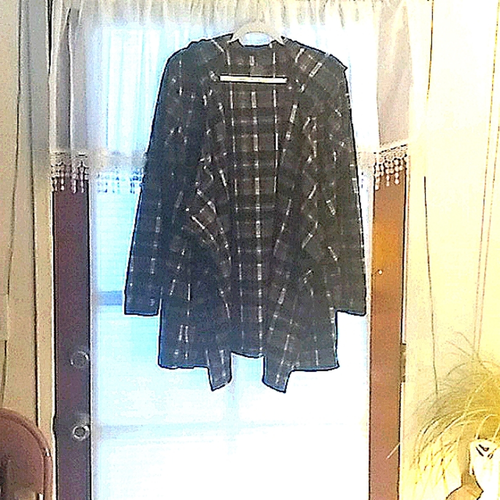 CUDDI DUDS WOMEN OPEN FRONT PLAID JACKET SIZE S